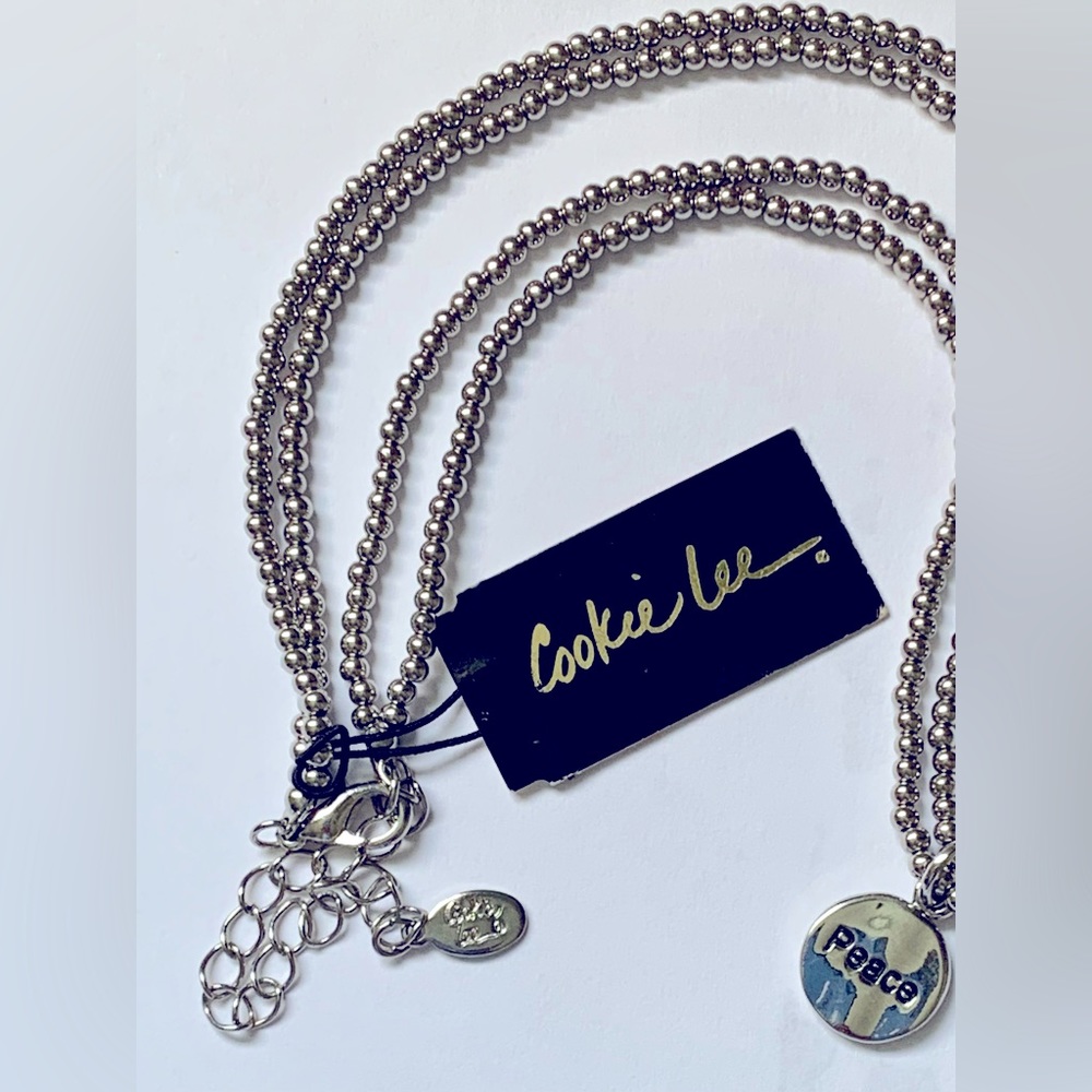 ☮️3 Charm “Relax Dream Peace” 2 Strand Beaded Chain Necklace by Cookie Lee - Picture 3 of 5